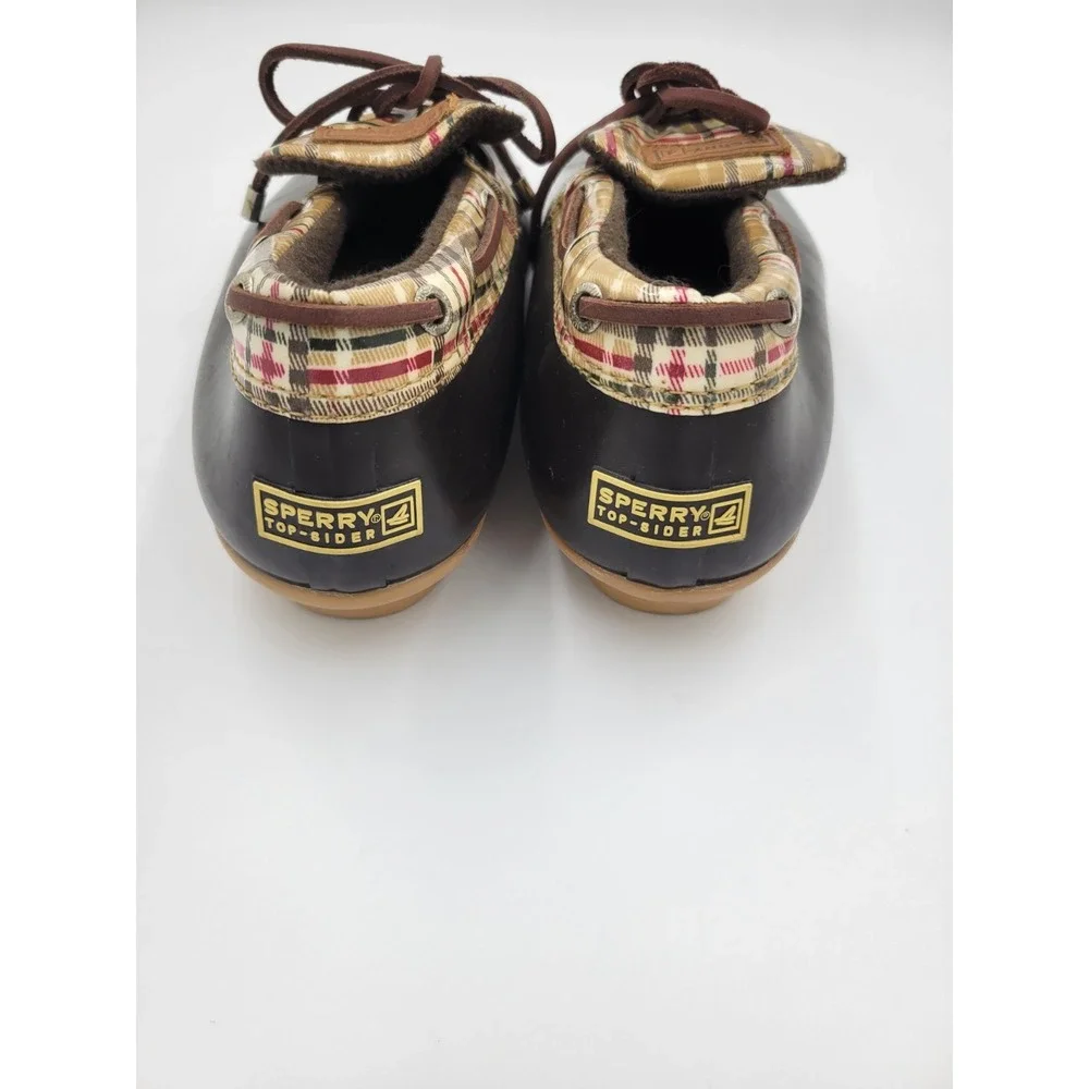 Sperry Top-Sider Plaid Duck Boots Waterproof‎ Rubber Hunting Outdoor Brown Sz 8